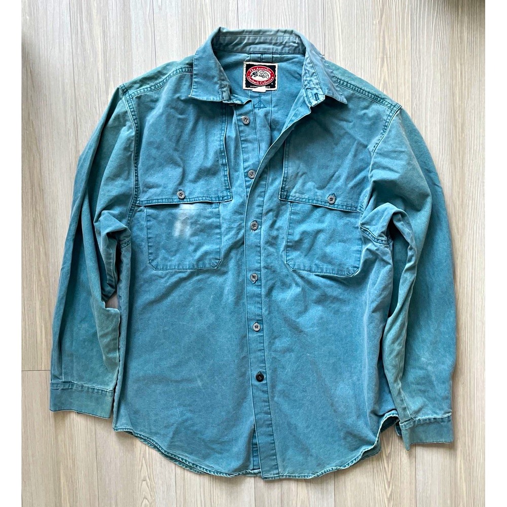Australian Outback Men's Blue Button-Up Shirt Sz L Western MadeinUSA Outdoors